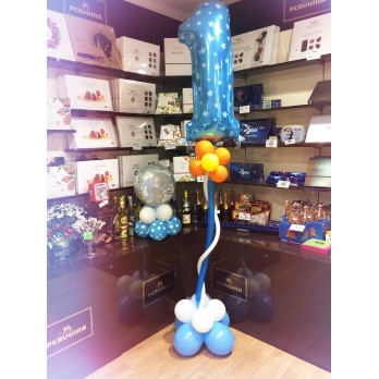 PALLONCINO PRIMO COMPLEANNO CON BASE MASCHIETTO