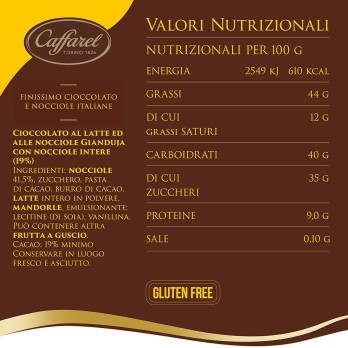 BARRA PIEMONTE CAFFAREL CIOCCOLATO AL LATTE E NOCCIOLA 200 G