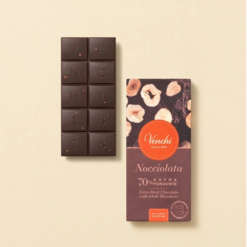 TAVOLETTA DI CIOCCOLATO VENCHI EXTRA FONDENTE 70% NOCCIOLATO 95G