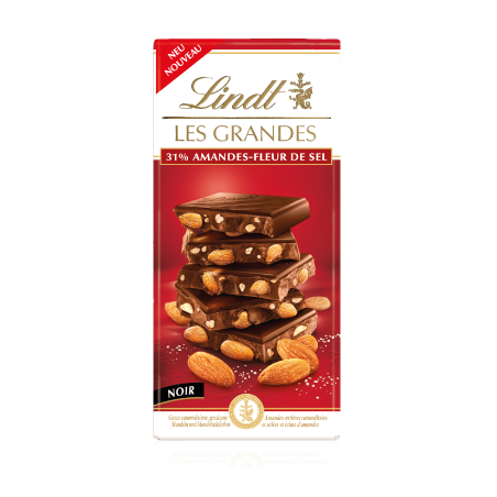 TAVOLETTA LINDT LES GRANDES FONDENTE E MANDORLE SALATE 150 GR