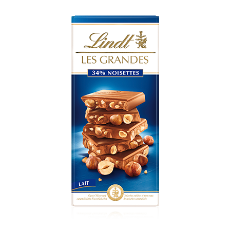 TAVOLETTA LINDT LES GRANDES LATTE E  NOCCIOLE 150 GR